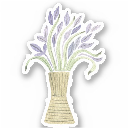 Schattig Mooie Lavendel Bloemen Sticker (Voorkant)