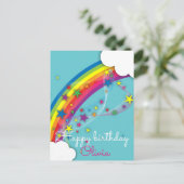 Schattig Mooie Meisjesachtige Regenboog Sterren Lu Briefkaart (Staand voorkant)