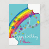 Schattig Mooie Meisjesachtige Regenboog Sterren Lu Briefkaart (Voorkant)