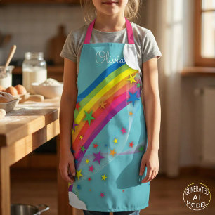 Schattig Mooie Meisjesachtige Regenboog Sterren Lu Schort