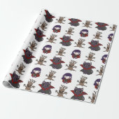 Schattig Mopsachtig Heksje Kat & Boom Halloween Ca Cadeaupapier (Uitgerold)