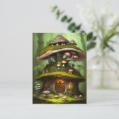 Schattig Mossy Mushroom Fairy House Briefkaart (Staand voorkant)