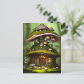 Schattig Mossy Mushroom Fairy House Briefkaart (Staand voorkant)