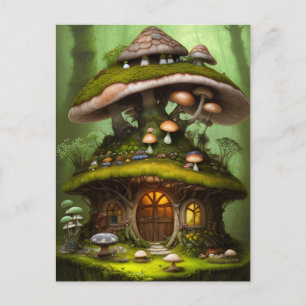 Schattig Mossy Mushroom Fairy House Briefkaart