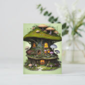 Schattig Mossy Mushroom Fairy House Briefkaart (Staand voorkant)
