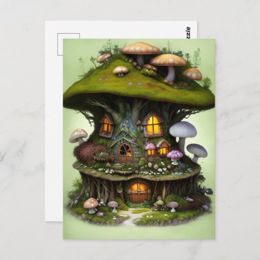 Schattig Mossy Mushroom Fairy House Briefkaart (Voorkant / Achterkant)