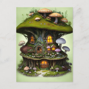Schattig Mossy Mushroom Fairy House Briefkaart