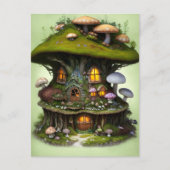 Schattig Mossy Mushroom Fairy House Briefkaart (Voorkant)