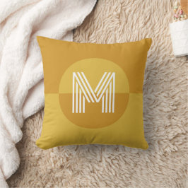 Schattig mosterdgeel geometrisch modern monogram kussen