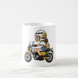 Schattig Motor Meisje – Gele Mini Motor Cartoon On Koffiemok