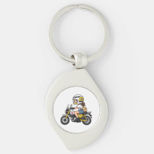 Schattig Motor Meisje – Gele Mini Motor Cartoon On Sleutelhanger