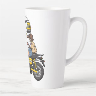Schattig motormeisje – Gele mini motorcartoon ontw Latte Mok