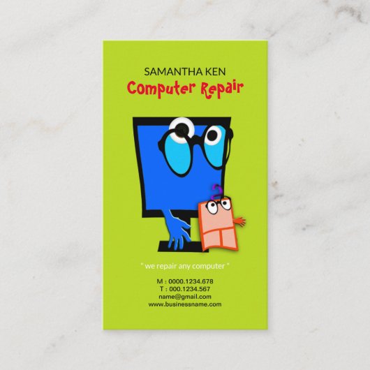 Schattig muis Cute Blue PC Repair Visitekaartje (Voorkant)