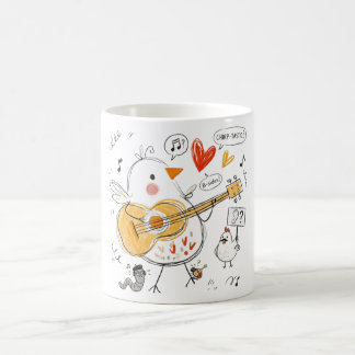 Schattig Muzikaal Kuiken dat Akoestische Gitaar Sp Koffiemok