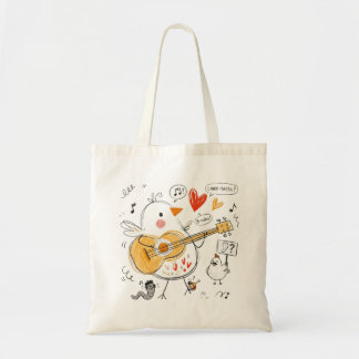 Schattig Muzikaal Kuiken dat Akoestische Gitaar Sp Tote Bag