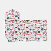Schattig naadloos kattenkoppatroon Favor Box Bedankdoosjes (Uitgevouwen)