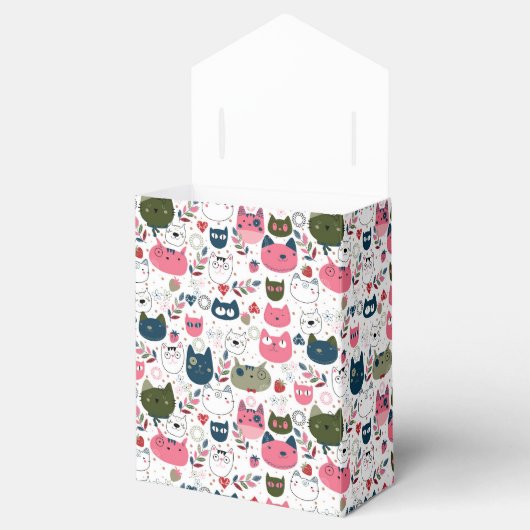 Schattig naadloos kattenkoppatroon Favor Box Bedankdoosjes (Geopend)