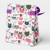 Schattig naadloos kattenkoppatroon Favor Box Bedankdoosjes (Achterkant)