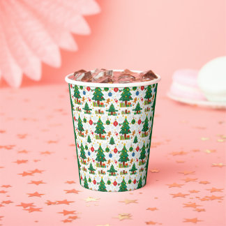 Schattig naadloos kerstpatroon papieren bekers