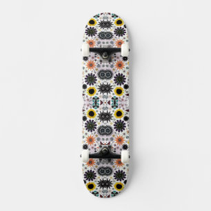 Schattig naadloos vintage bloemenpatroon persoonlijk skateboard
