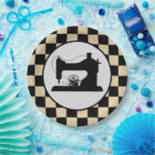 schattig naaien gecontroleerd papieren bordje (Feest)