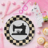 schattig naaien gecontroleerd papieren bordje (Feest)