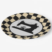 schattig naaien gecontroleerd papieren bordje (Gekanteld)