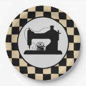 schattig naaien gecontroleerd papieren bordje (Voorkant)