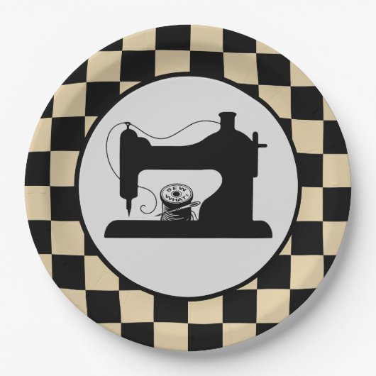 schattig naaien gecontroleerd papieren bordje (Voorkant)