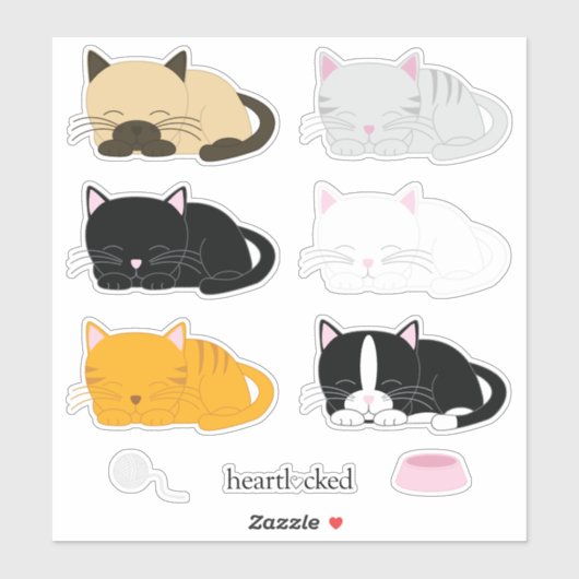 Schattig Napping Kittens Collectie Sticker (Vel)