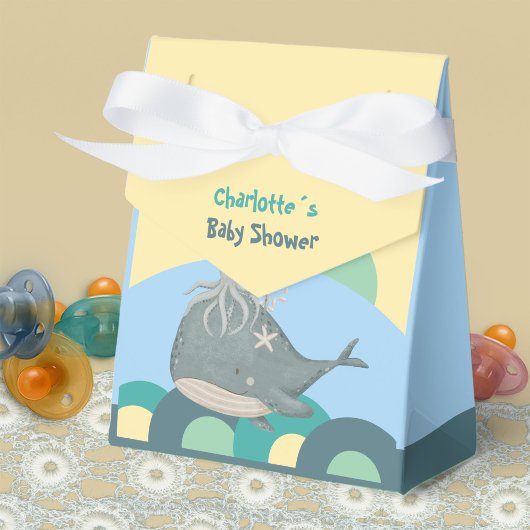 Schattig Nautical Whale Squid Yellow Baby shower Bedankdoosjes