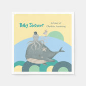 Schattig Nautical Whale Squid Yellow Baby shower Servet (Voorkant)