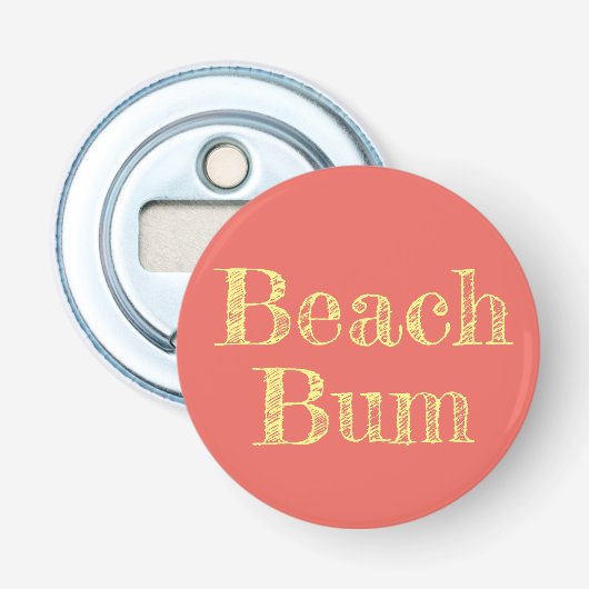 schattig nautisch BEACH BUM-type | Button Flesopener (Voorkant)