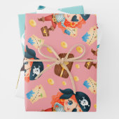 Schattig nautisch meisje piraat inpakpapier vel (In situ)