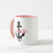 schattig, nautisch NAUTI LIFE manuscript met anker Mok (Voorkant links)