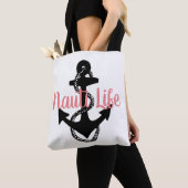 schattig, nautisch NAUTI LIFE manuscript met anker Tote Bag (Dichtbij)