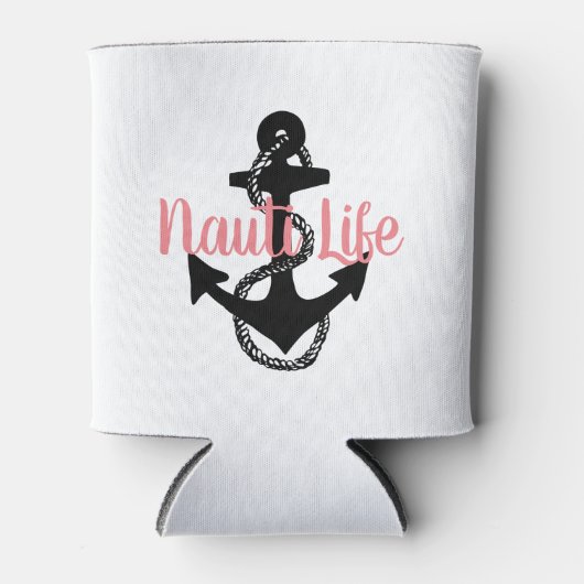 schattig, nautisch NAUTI LIFE-script + anker | Blikjeskoeler (Voorkant)