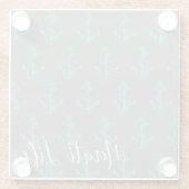 schattig, nautisch NAUTI LIFE-script + anker | Glazen Onderzetter (Achterkant)