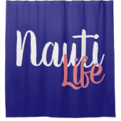 schattig, nautisch NAUTI LIFE-script Douchegordijn (Voorkant)