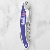 schattig, nautisch NAUTI LIFE-script op marineblau Kurkentrekker (Achterkant)