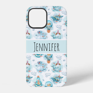 Schattig nautisch walvis waterverf patroon iPhone 12 hoesje