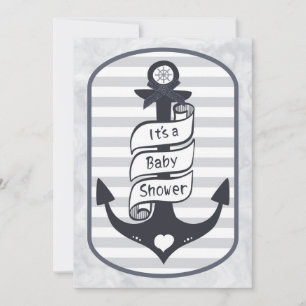 Schattig nautische anker Bow and Stripes Baby show Kaart