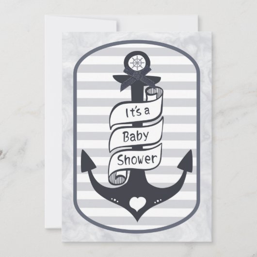 Schattig nautische anker Bow and Stripes Baby show Kaart (Voorkant)