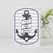 Schattig nautische anker Bow and Stripes Baby show Kaart (Staand voorkant)