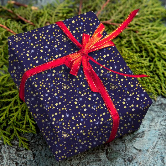 Schattig Navy Blue hemels patroon leuk mooie ster Cadeaupapier
