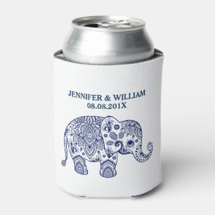 Schattig Navy-Blue Paisley Olifant Illustratie Blikjeskoeler
