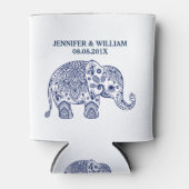 Schattig Navy-Blue Paisley Olifant Illustratie Blikjeskoeler (Voorkant)