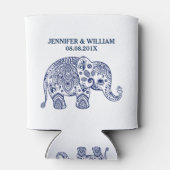 Schattig Navy-Blue Paisley Olifant Illustratie Blikjeskoeler (Achterkant)