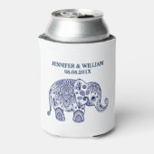Schattig Navy-Blue Paisley Olifant Illustratie Blikjeskoeler (Blikje Achterkant)