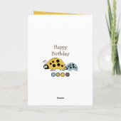 Schattig neefje ladybugs speciale jongen geel groe kaart (Achterkant)